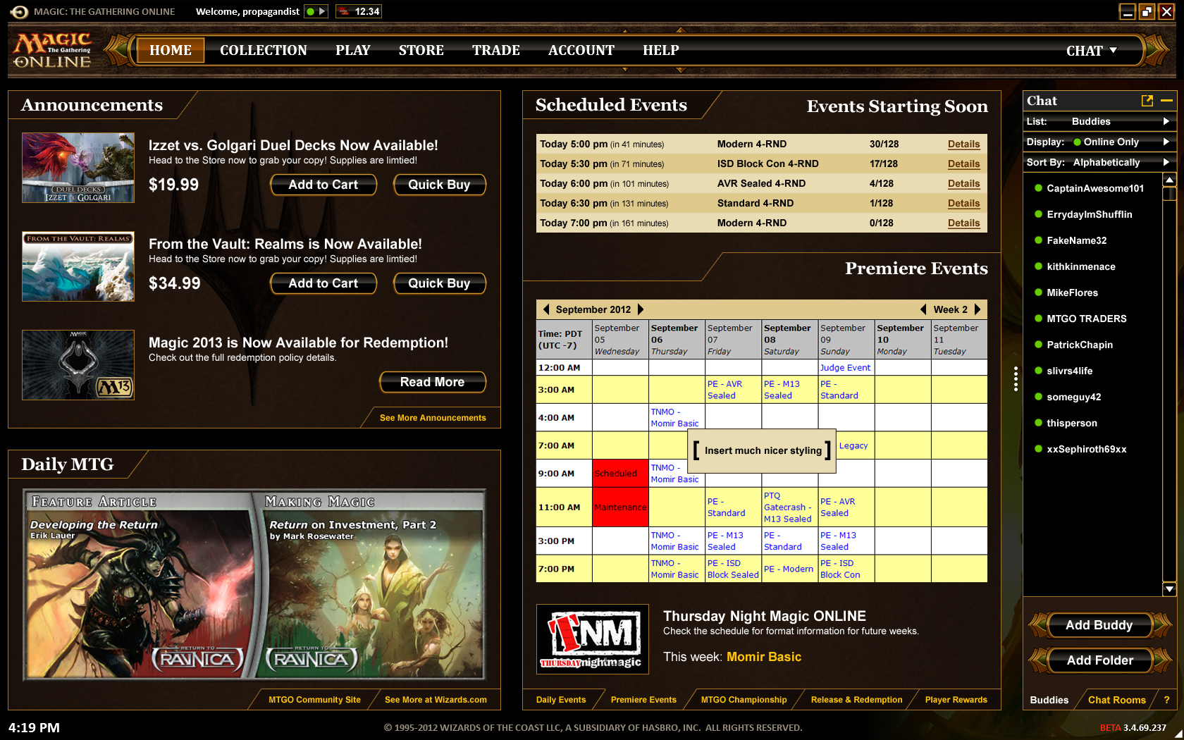 Magic: The Gathering Online UI (Corry's Version)