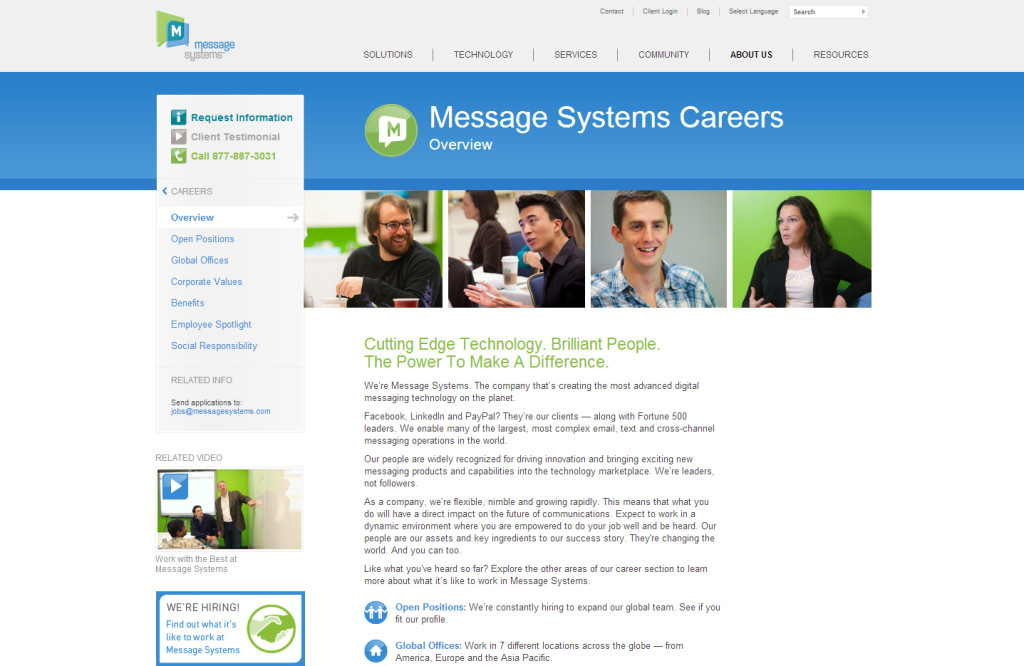 Message Systems careers page (2012)