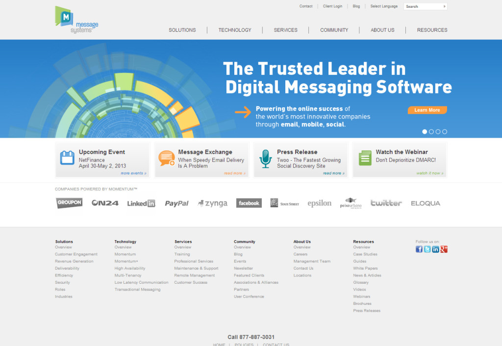 Message Systems Homepage (2012)