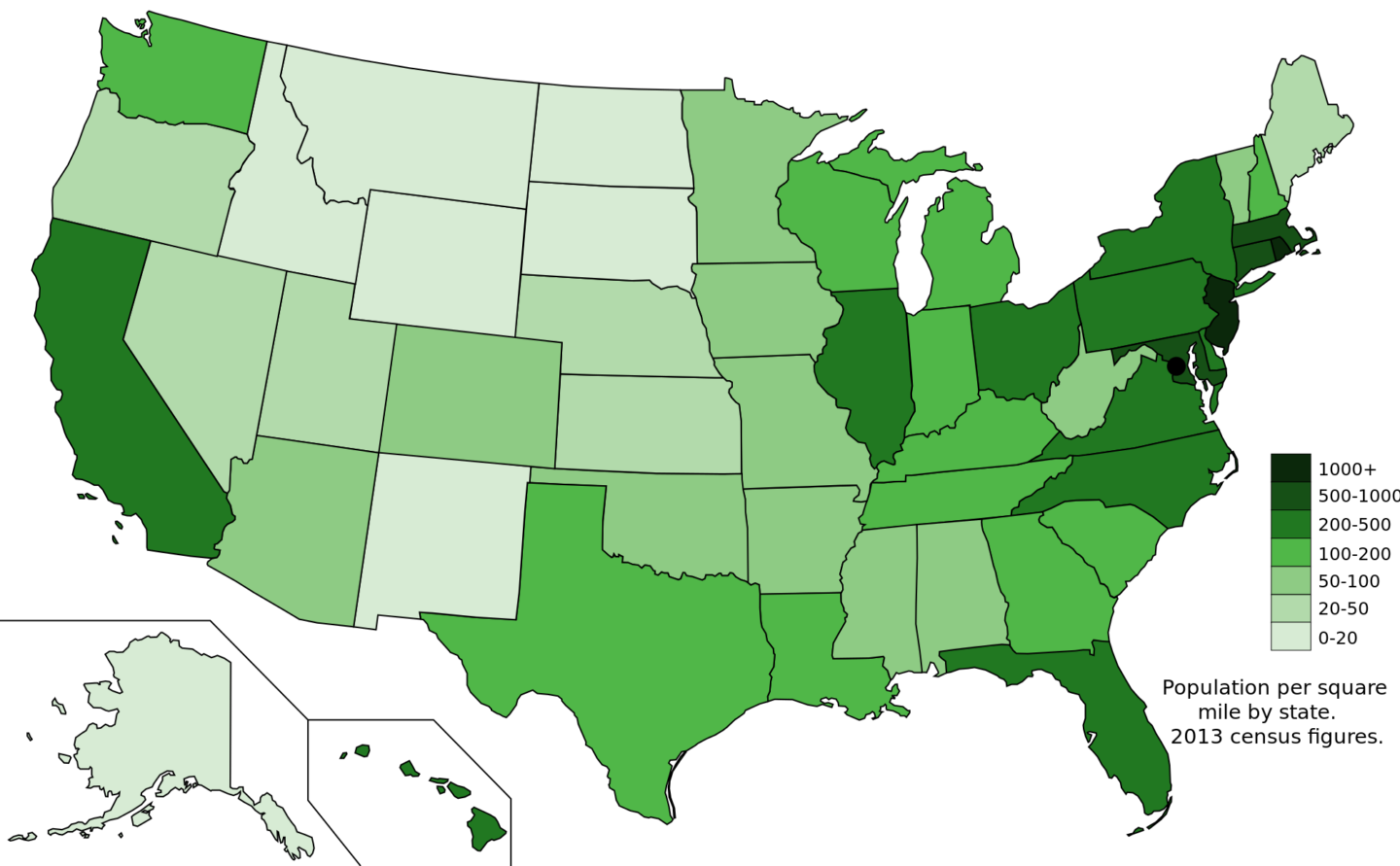 Population Density of US States