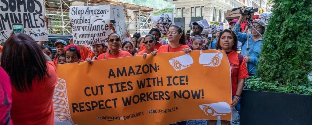 Amazon workers protest about their ties to ICE and military surveillance
