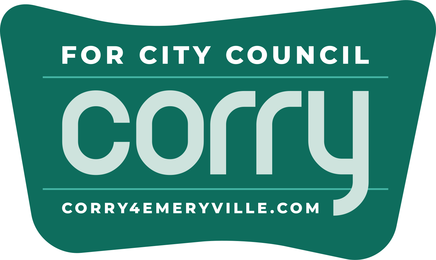 Logo: Corry for City Council. corry4emeryville.com